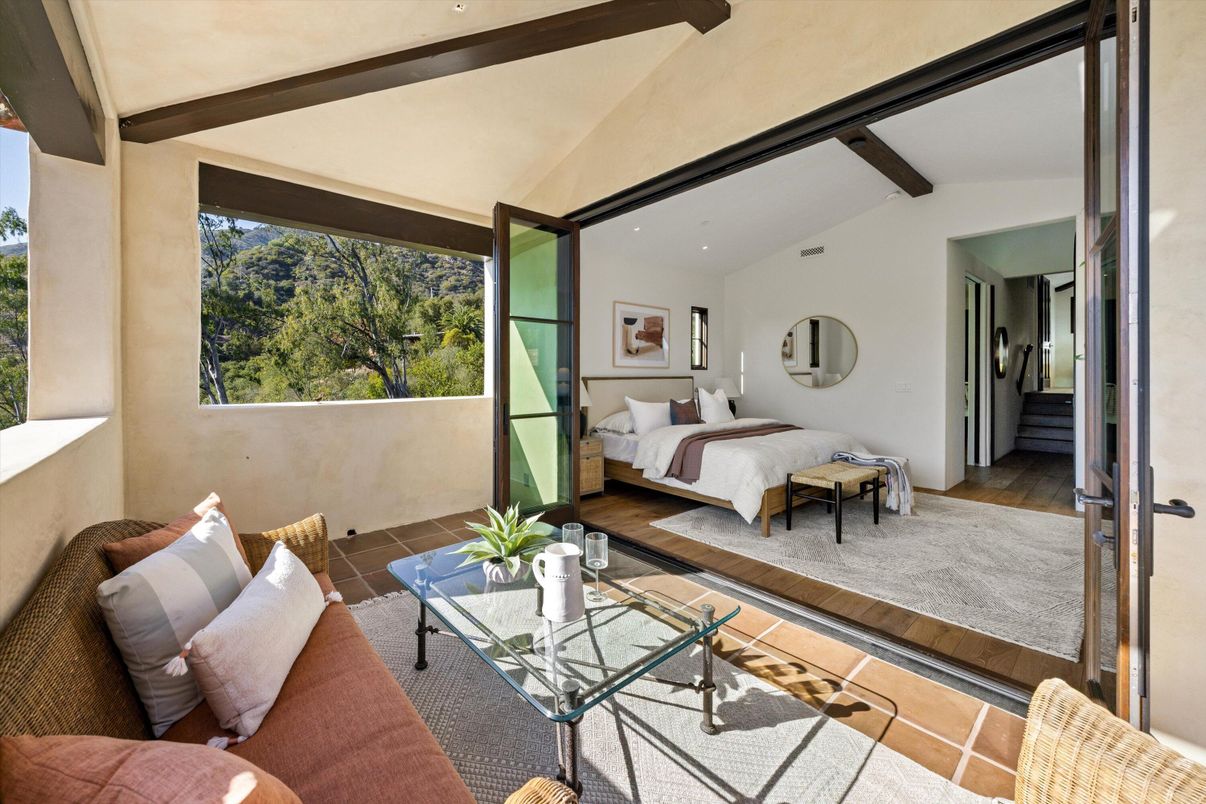 Bedroom, Interior, Recessed Lighting, Wooden Beams