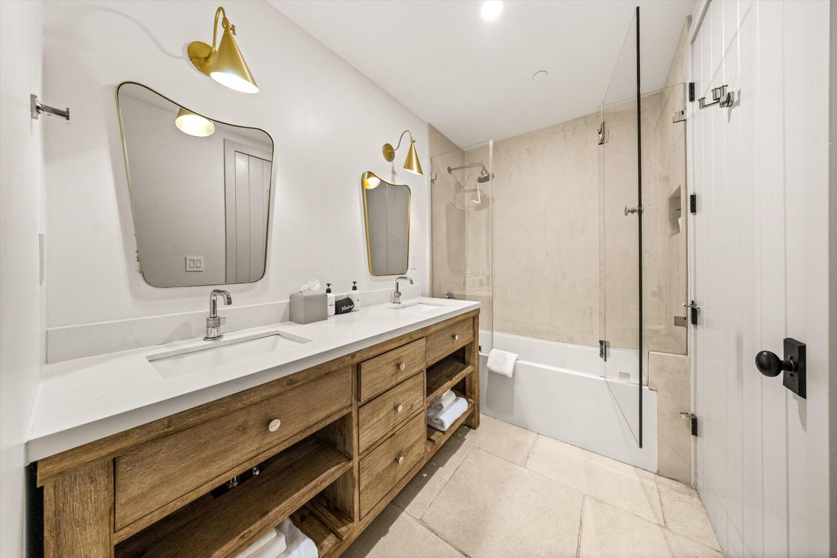 Bathroom, Dual Sink Vanities, Glass Shower, Interior, Recessed Lighting