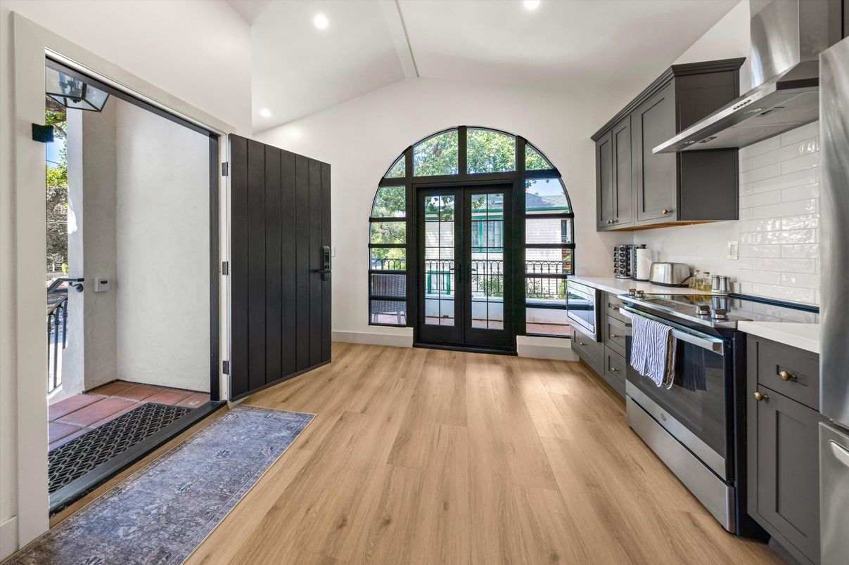 Interior, Kitchen, Recessed Lighting, Wood Texture Flooring