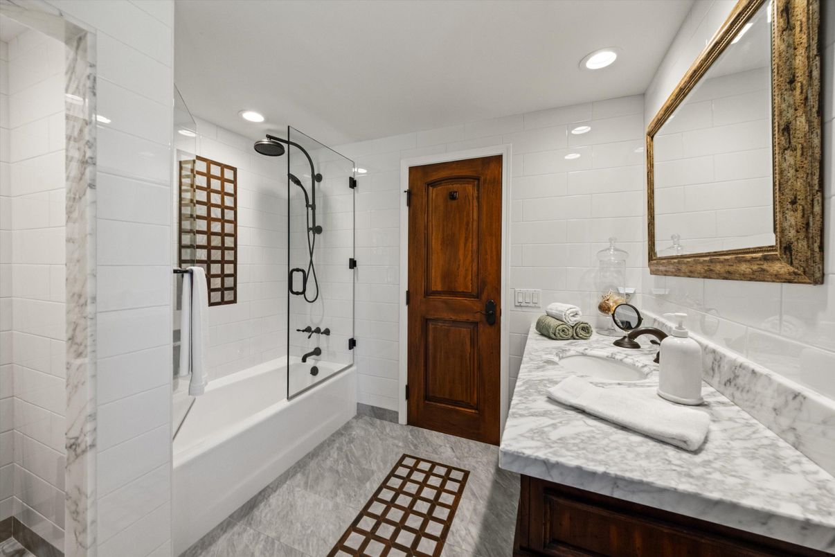 Bathroom, Dual Sink Vanities, Glass Shower, Interior, Recessed Lighting