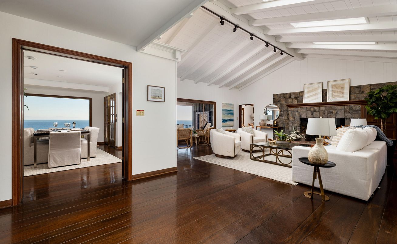 Fireplace, Interior, Living room, Stone Walls, Water, Wood Texture Flooring