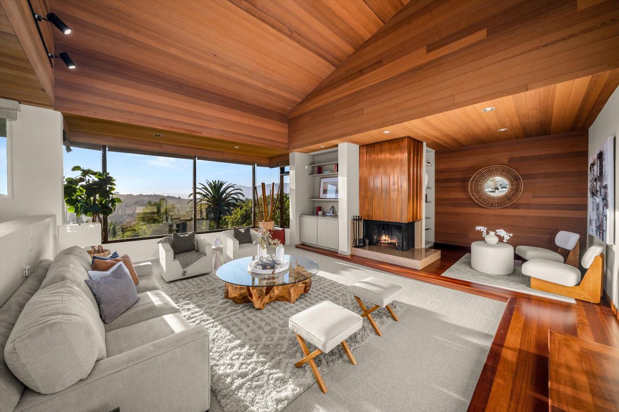 Fireplace, Interior, Living room, Recessed Lighting, Wooden Ceilings, Wood Texture Flooring, Wooden Walls