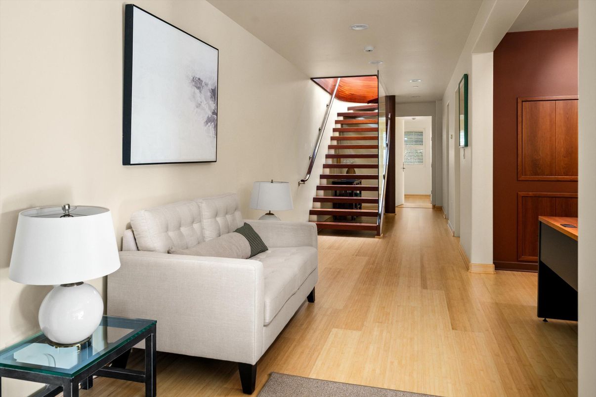 Interior, Living room, Recessed Lighting, Wood Texture Flooring