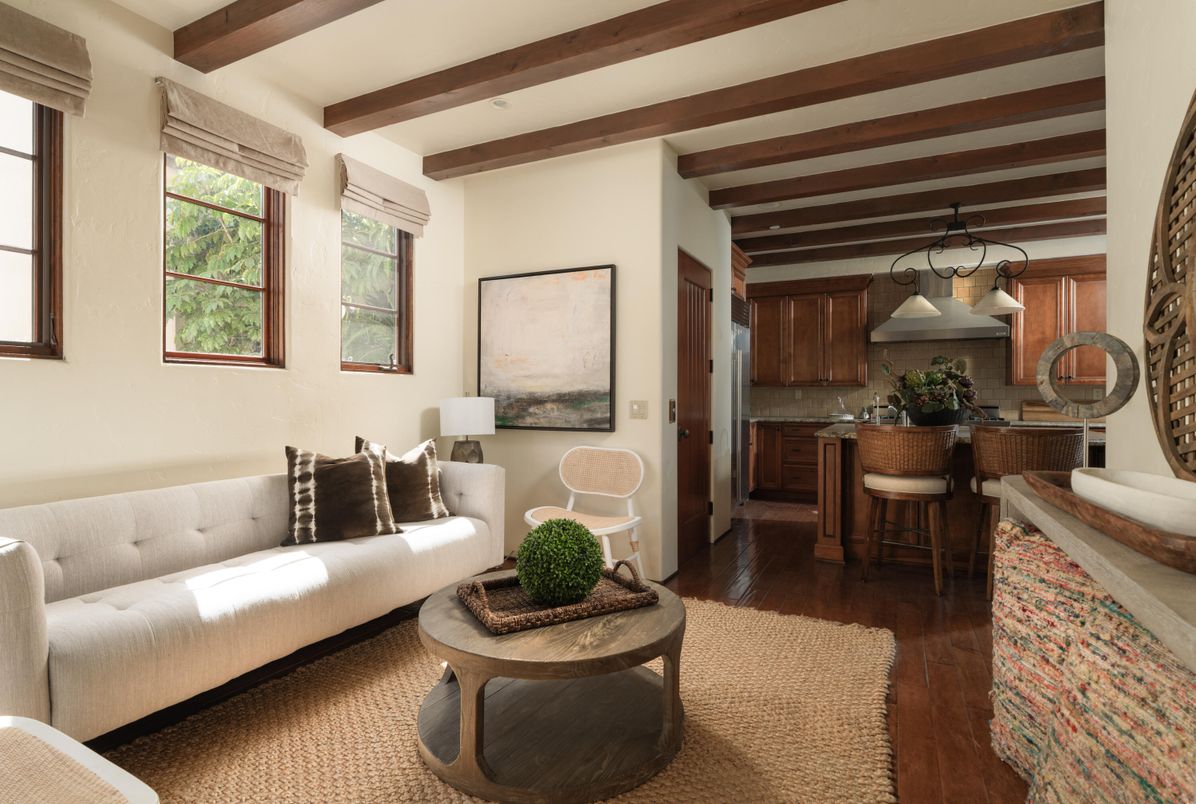 Interior, Kitchen, Living room, Recessed Lighting, Wooden Beams, Wood Texture Flooring