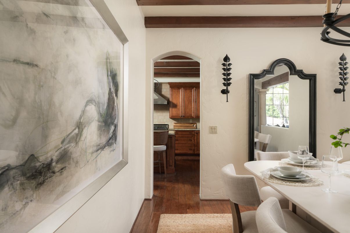 Dining room, Interior, Kitchen, Wooden Beams, Wood Texture Flooring