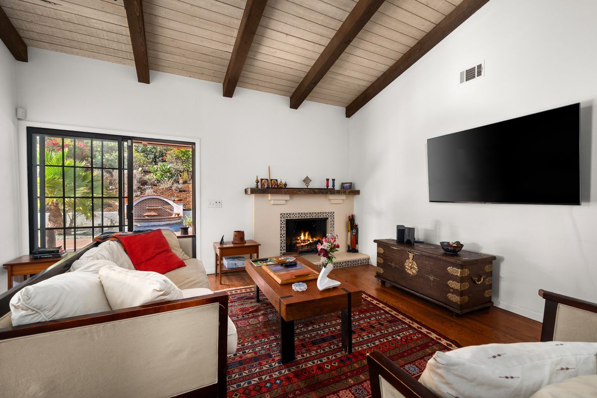 Fireplace, Interior, Living room, Wooden Beams, Wooden Ceilings, Wood Texture Flooring