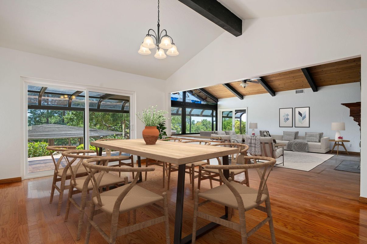 Dining room, Interior, Living room, Wooden Beams, Wooden Ceilings, Wood Texture Flooring