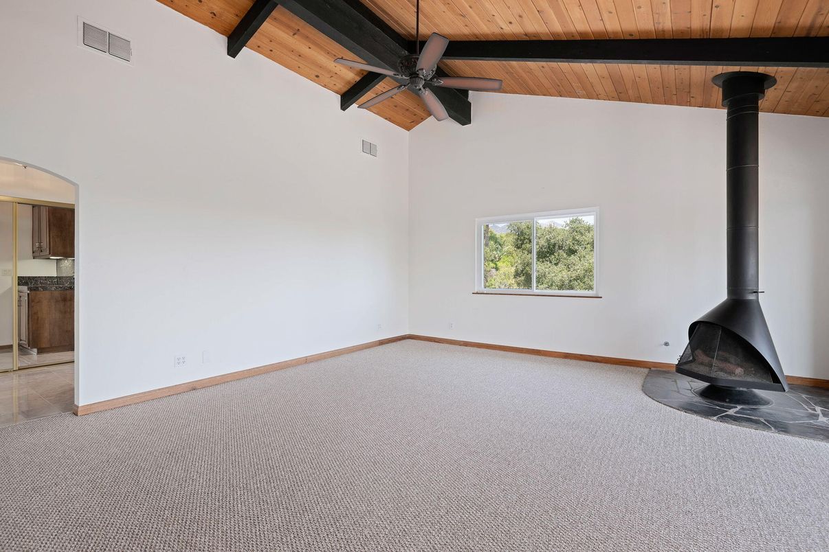 Empty room, Fireplace, Interior, Wooden Beams, Wooden Ceilings