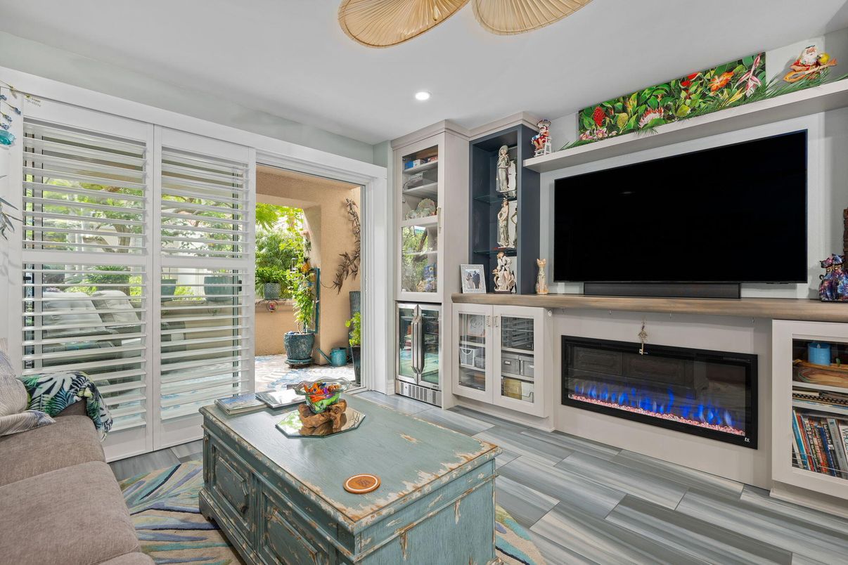 Fireplace, Interior, Recessed Lighting, Wood Texture Flooring