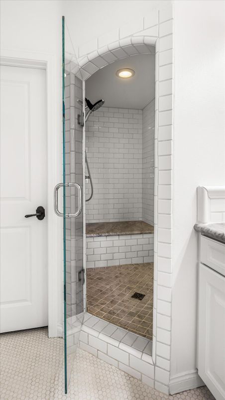 Bathroom, Glass Shower, Interior, Recessed Lighting