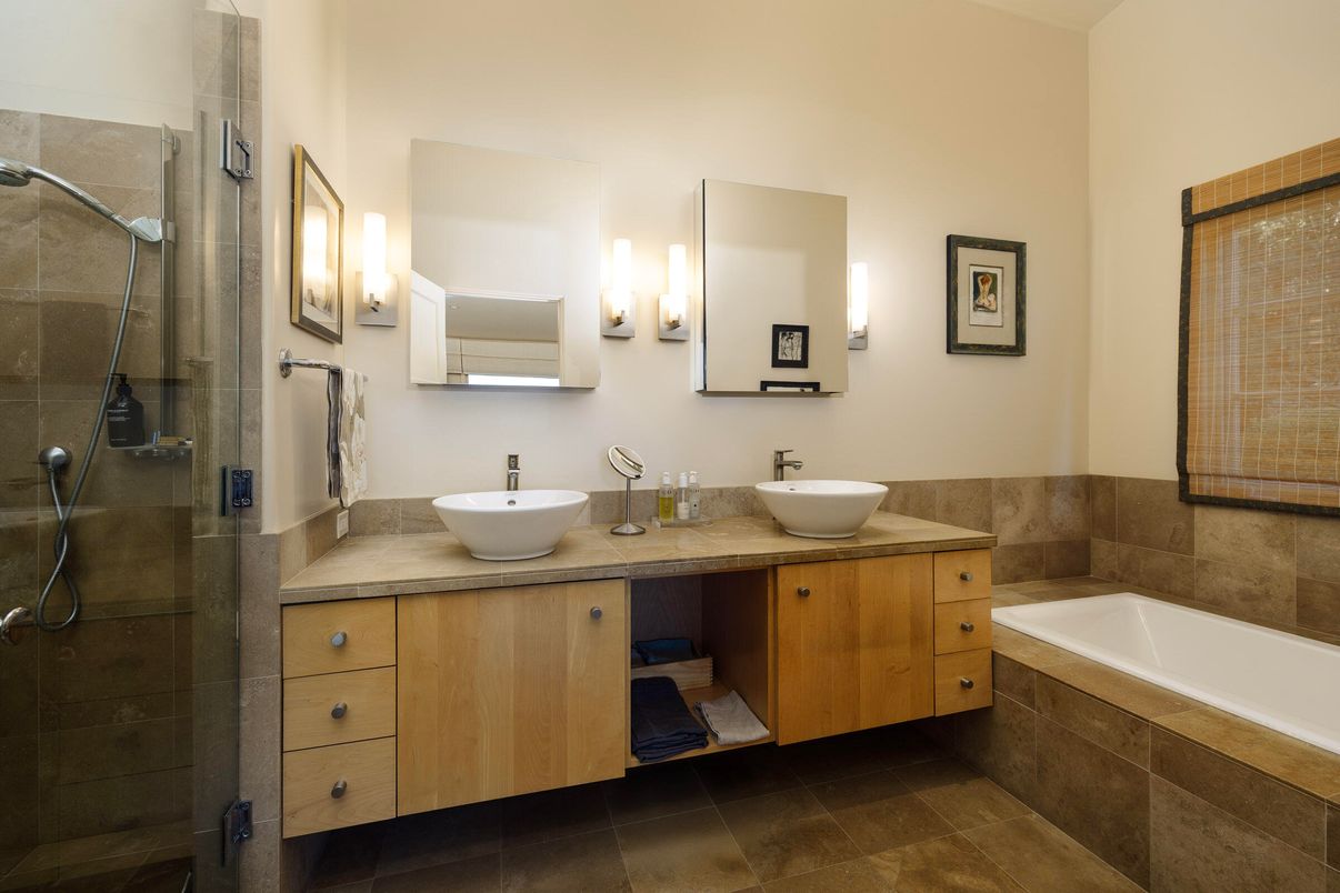 Bathroom, Dual Sink Vanities, Glass Shower, Interior