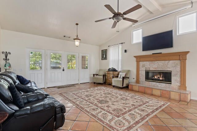 Fireplace, Interior, Living room, Pendant Lights