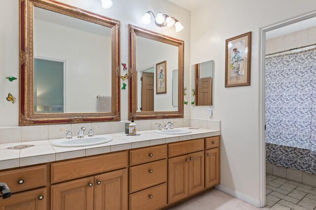 Bathroom, Dual Sink Vanities, Interior, Tile Countertops