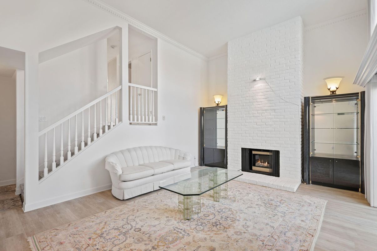 Fireplace, Interior, Living room, Stone Walls, Wood Texture Flooring