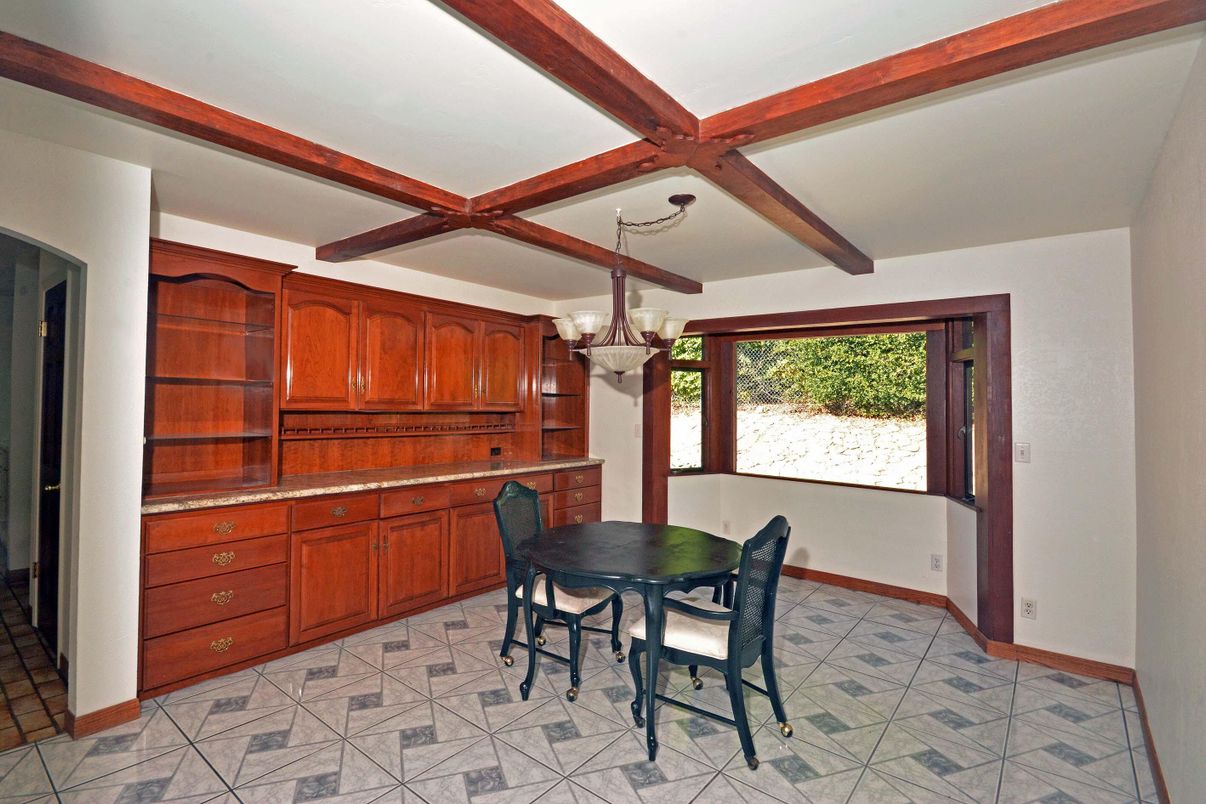 Chandelier, Dining room, Interior, Wooden Beams