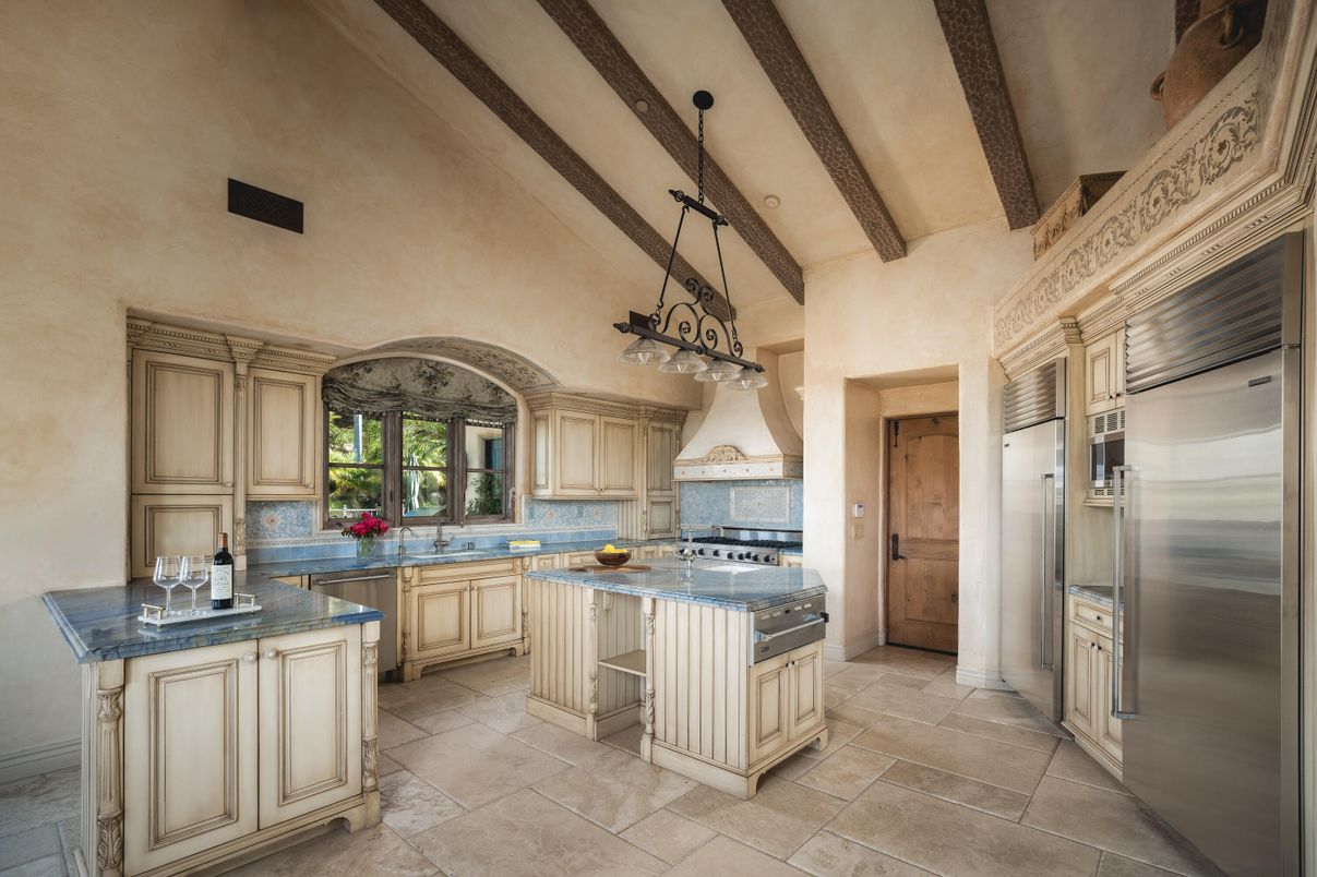 Interior, Kitchen, Pendant Lights, Stainless Steel Appliances, Wooden Beams