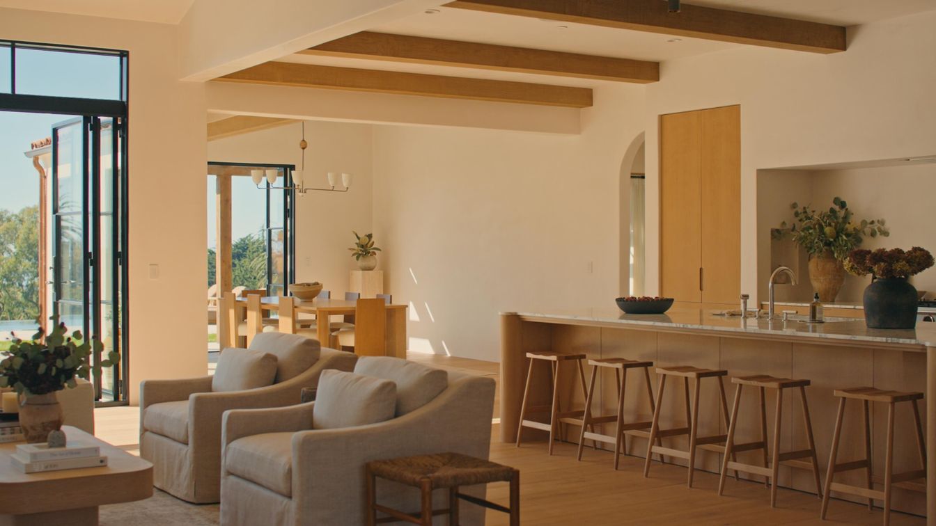 Dining room, Interior, Kitchen, Living room, Wooden Beams, Wood Texture Flooring