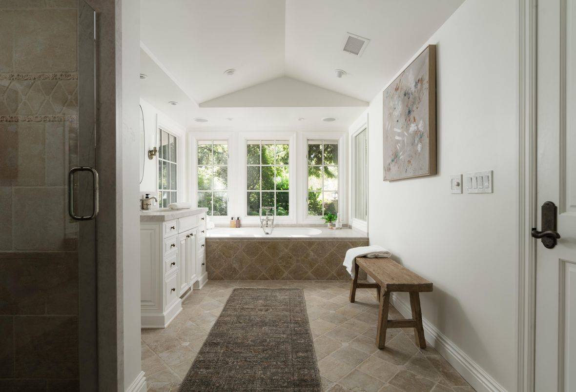 Bathroom, Glass Shower, Interior, Recessed Lighting