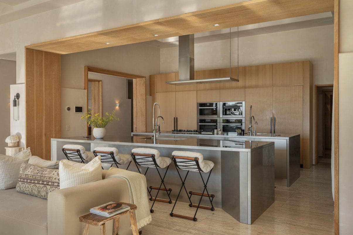 Interior, Kitchen, Living room, Recessed Lighting, Stainless Steel Appliances, Wood Texture Flooring