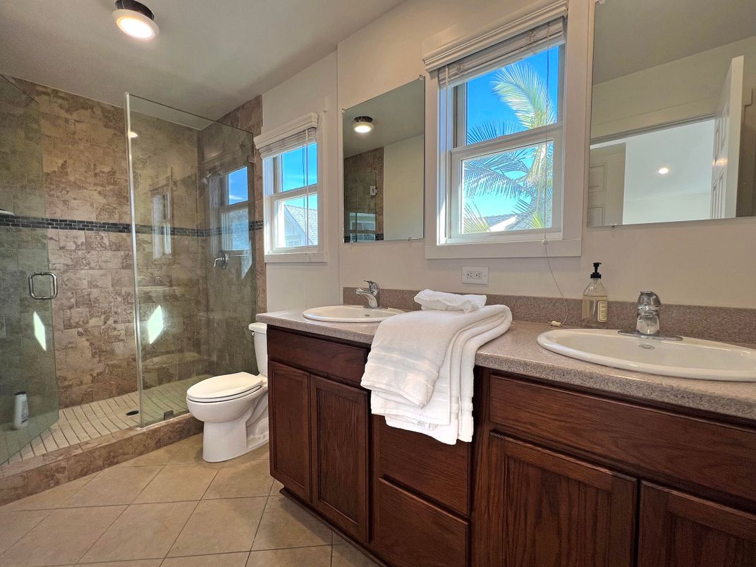 Bathroom, Dual Sink Vanities, Glass Shower, Interior, Recessed Lighting