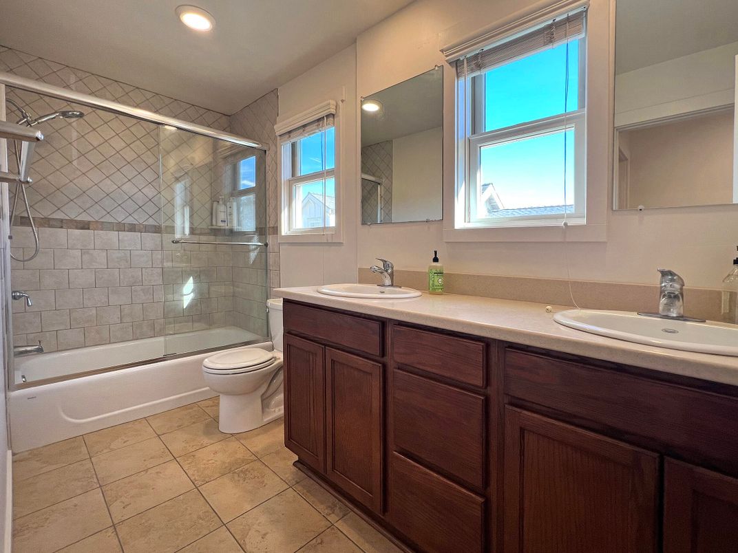 Bathroom, Dual Sink Vanities, Glass Shower, Interior, Recessed Lighting