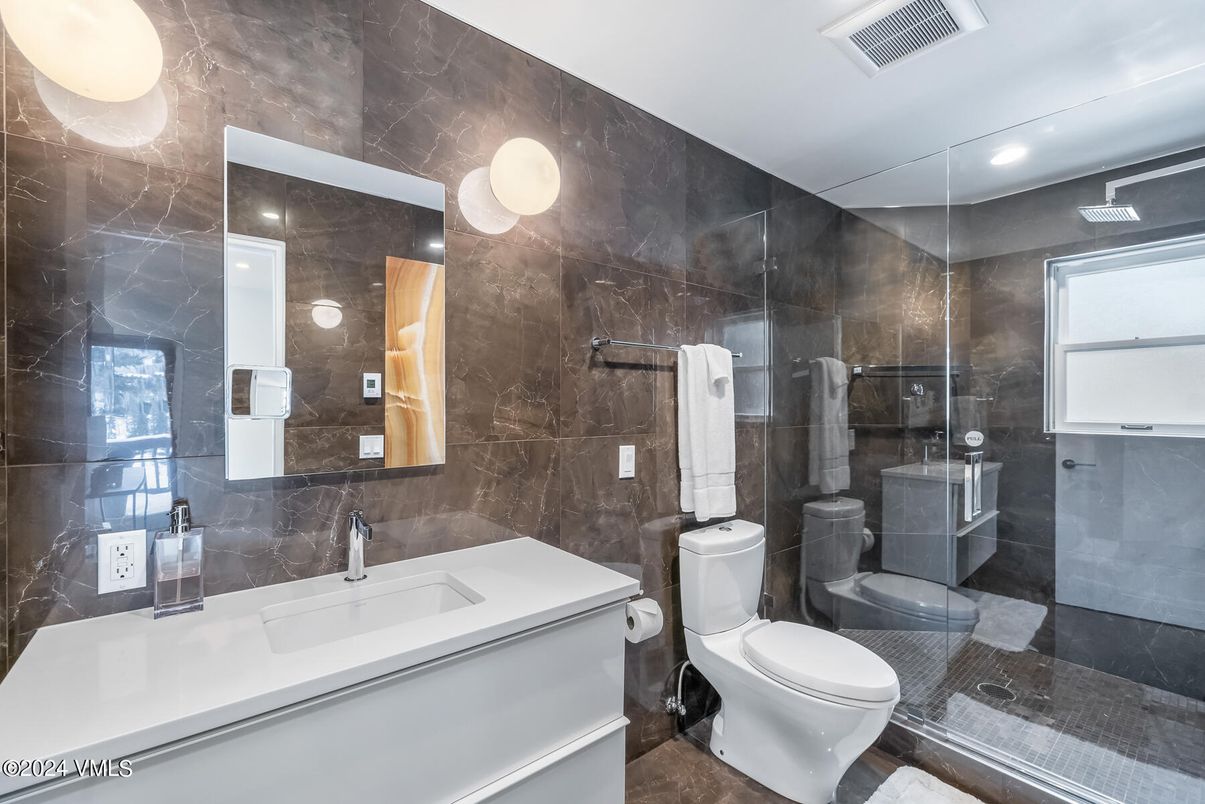 Bathroom, Glass Shower, Interior, Recessed Lighting