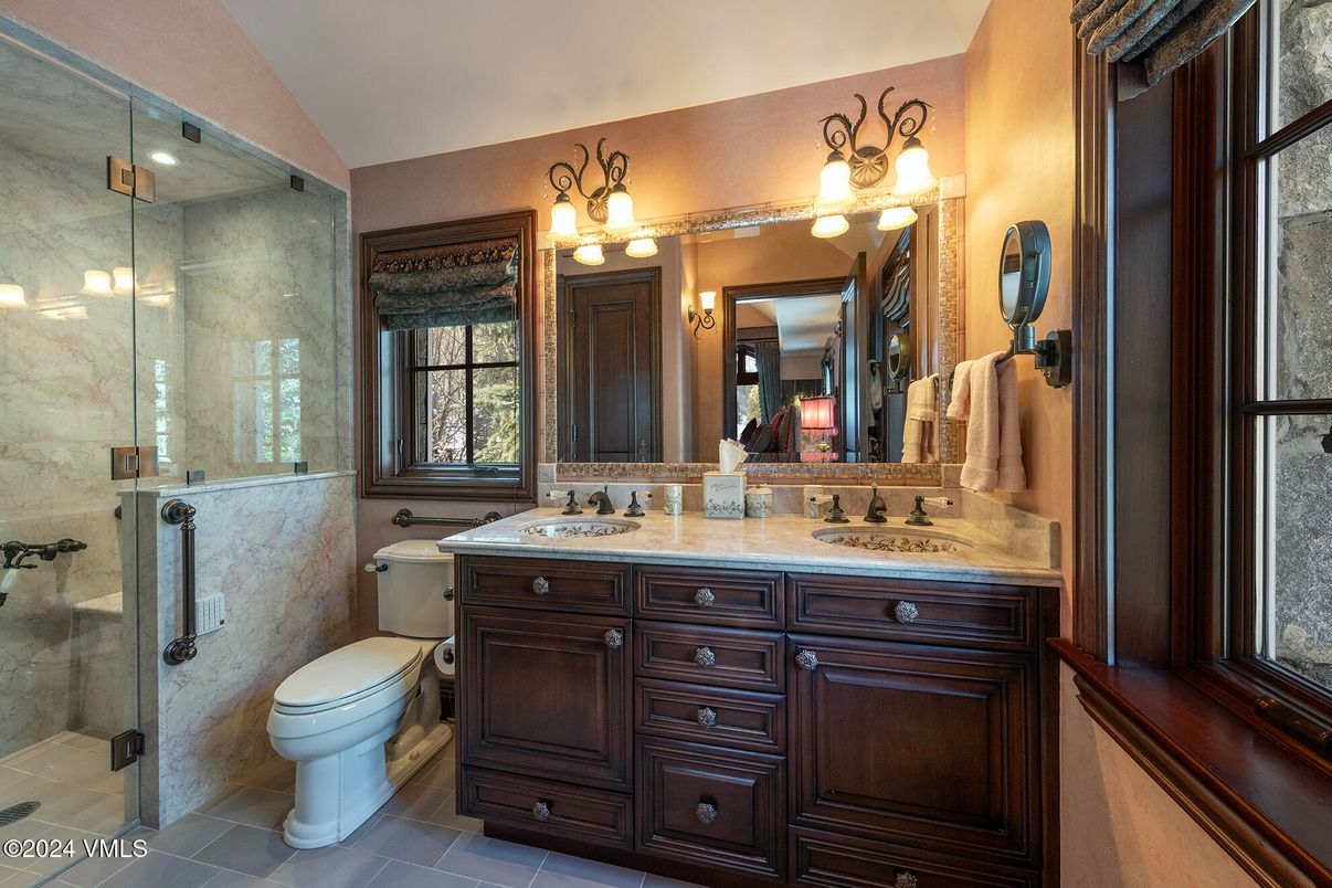Bathroom, Dual Sink Vanities, Glass Shower, Interior