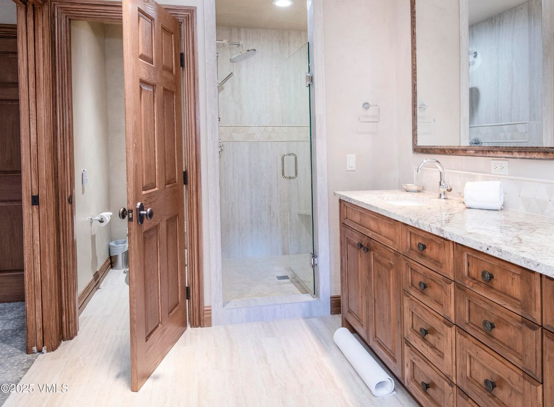 Bathroom, Dual Sink Vanities, Glass Shower, Interior, Recessed Lighting