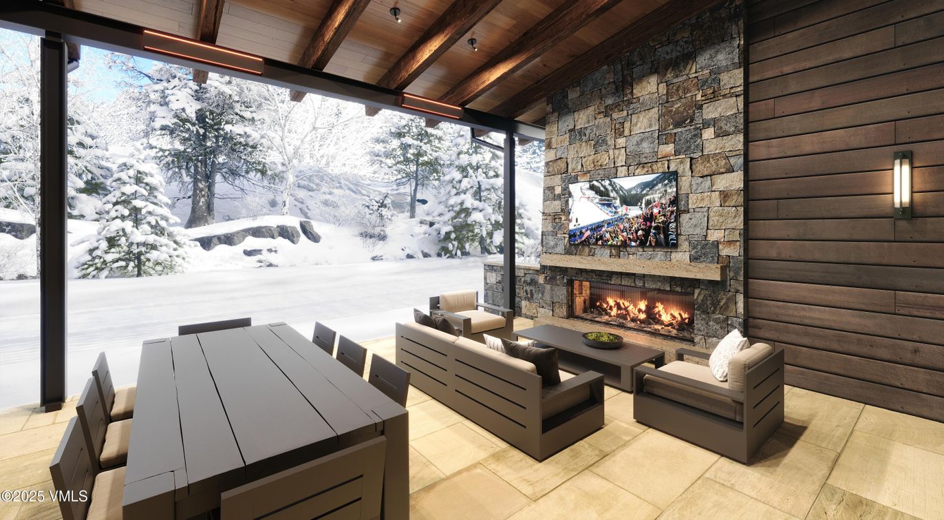 Exterior, Fireplace, Living room, Stone Walls