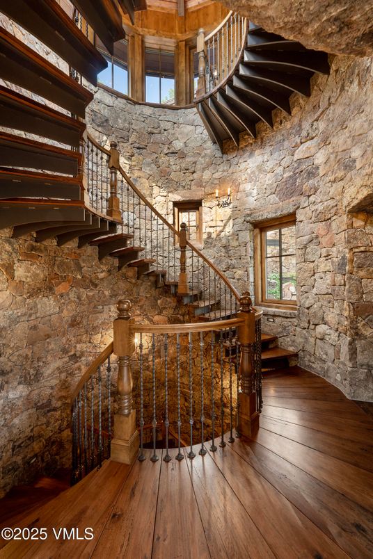 Interior, Stone Walls, Wood Texture Flooring