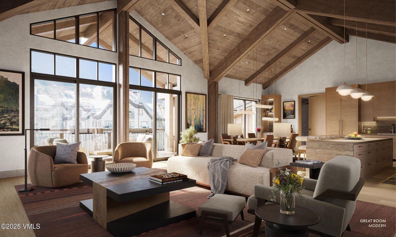 Interior, Living room, Pendant Lights, Recessed Lighting, Wooden Beams, Wooden Ceilings, Wood Texture Flooring