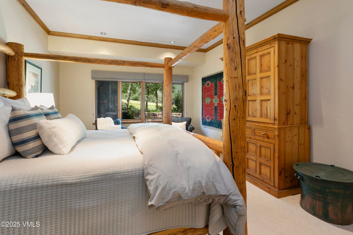 Bedroom, Interior, Recessed Lighting, Wooden Beams