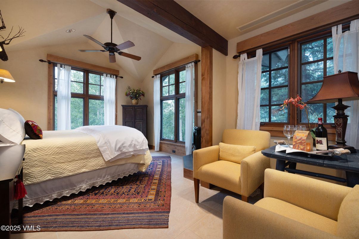 Bedroom, Interior, Recessed Lighting, Wooden Beams