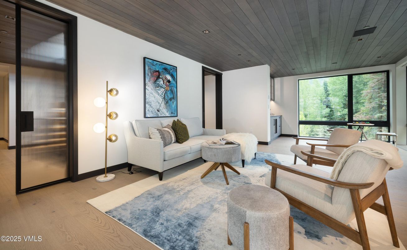 Interior, Living room, Recessed Lighting, Wooden Ceilings, Wood Texture Flooring