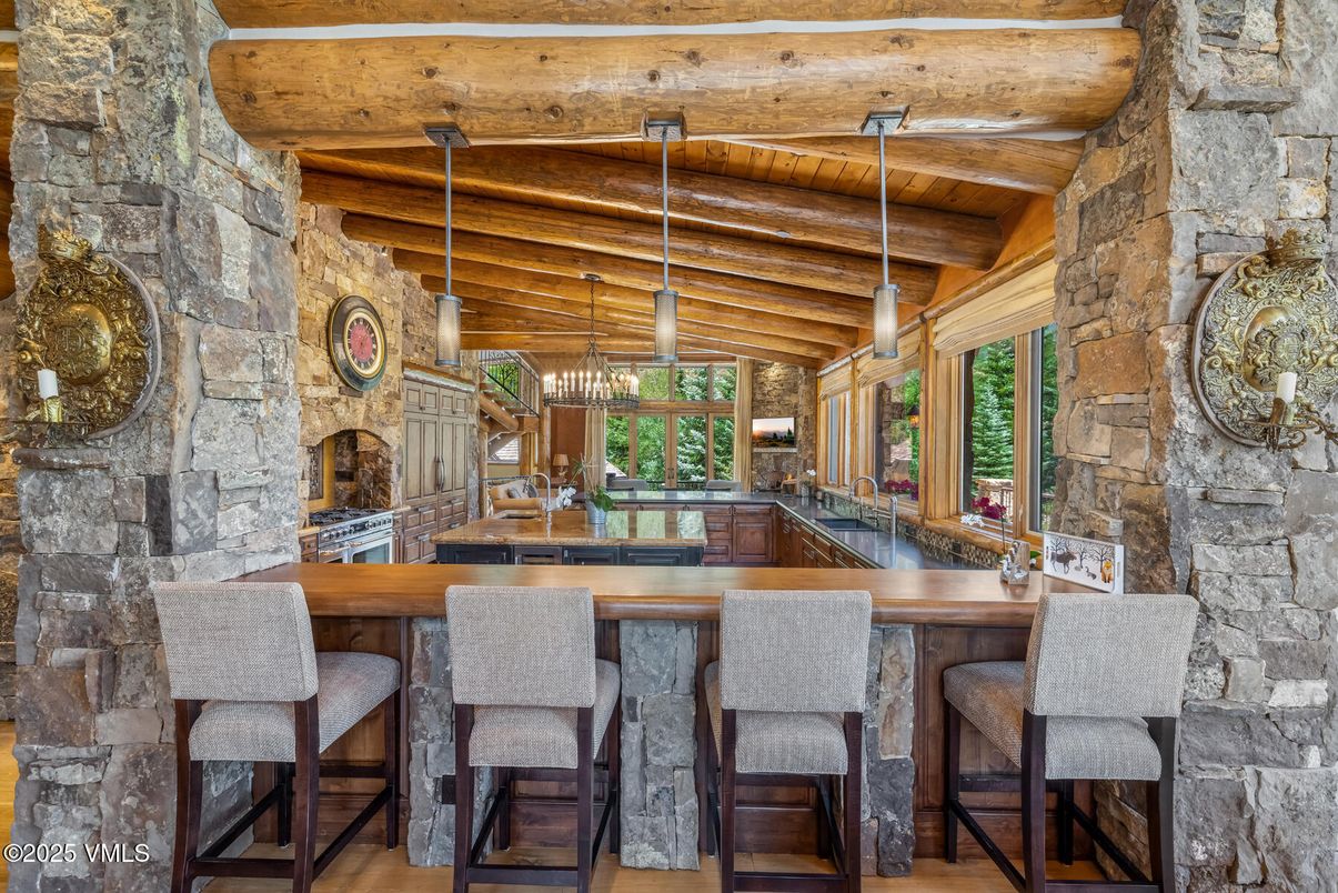 Fireplace, Interior, Pendant Lights, Stone Walls, Wooden Beams, Wooden Ceilings, Wood Texture Flooring