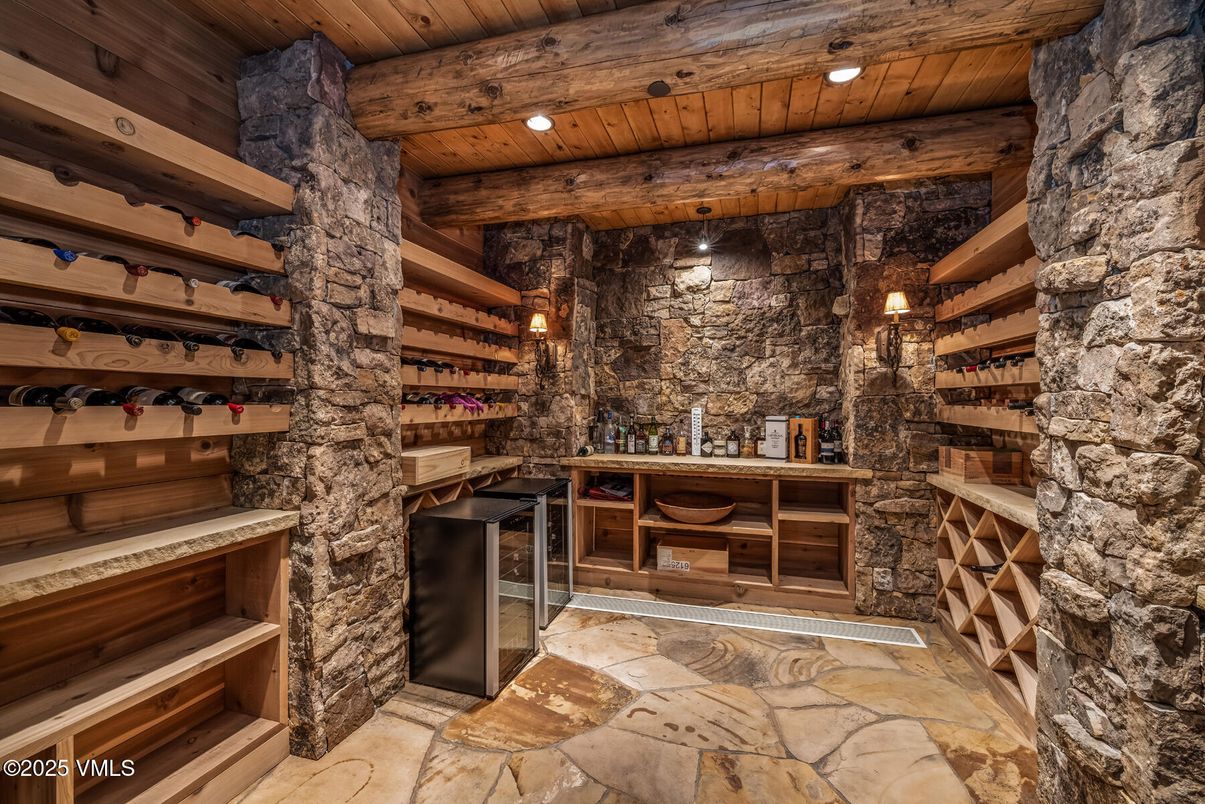 Interior, Recessed Lighting, Stone Walls, Wine Storage, Wooden Beams, Wooden Ceilings