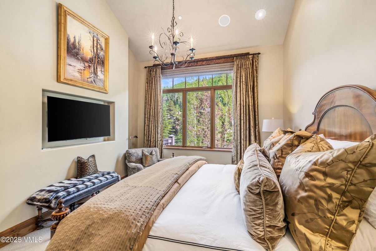 Bedroom, Chandelier, Interior