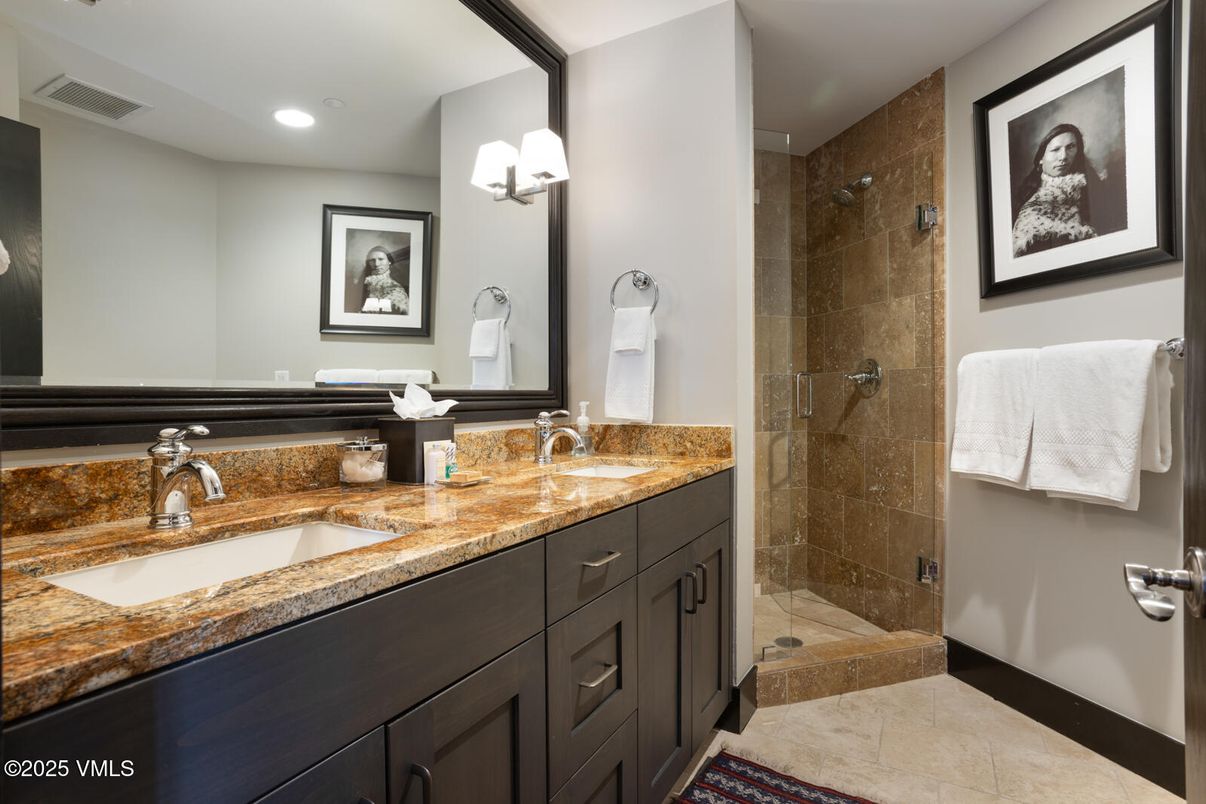 Bathroom, Dual Sink Vanities, Glass Shower, Interior, Recessed Lighting
