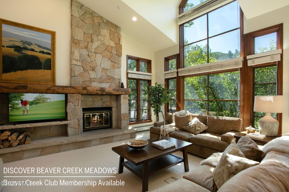 Fireplace, Interior, Living room, Recessed Lighting, Stone Walls