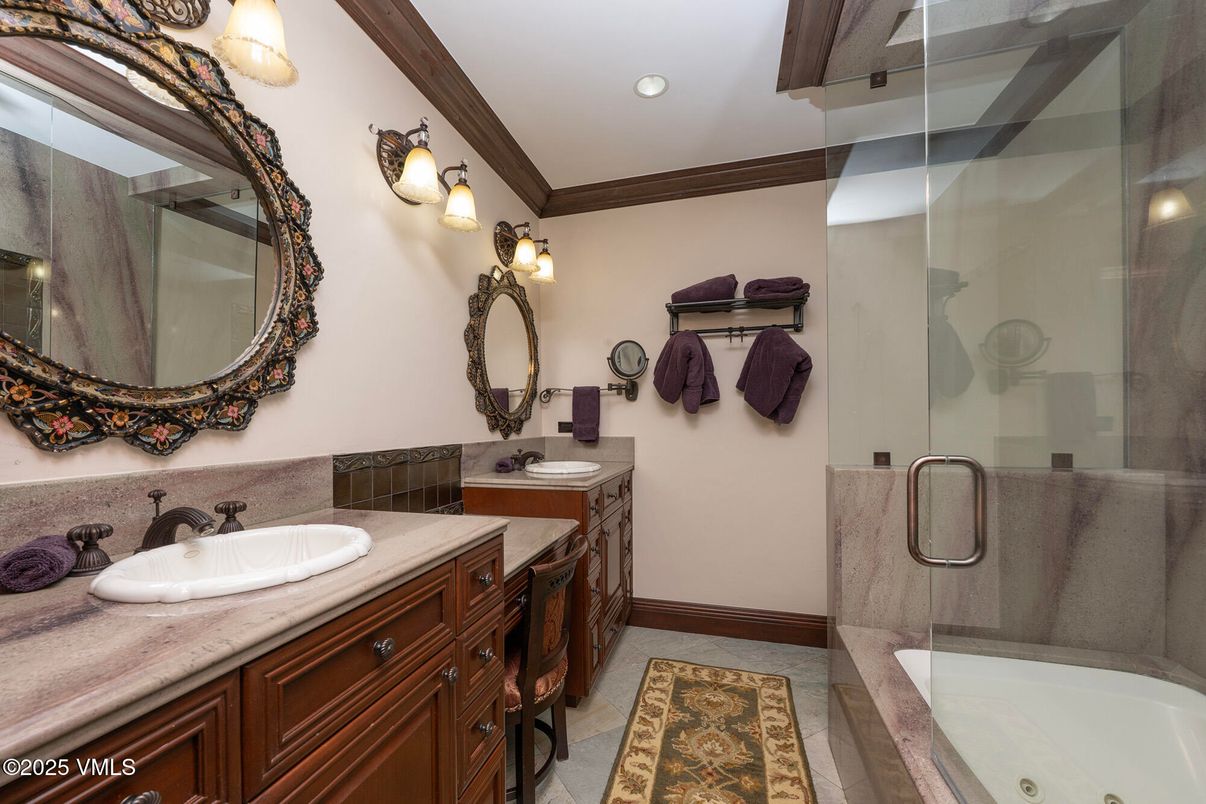 Bathroom, Dual Sink Vanities, Glass Shower, Interior, Recessed Lighting