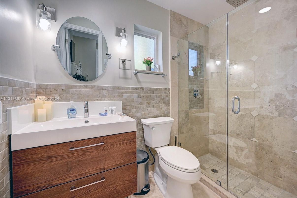 Bathroom, Glass Shower, Interior, Recessed Lighting