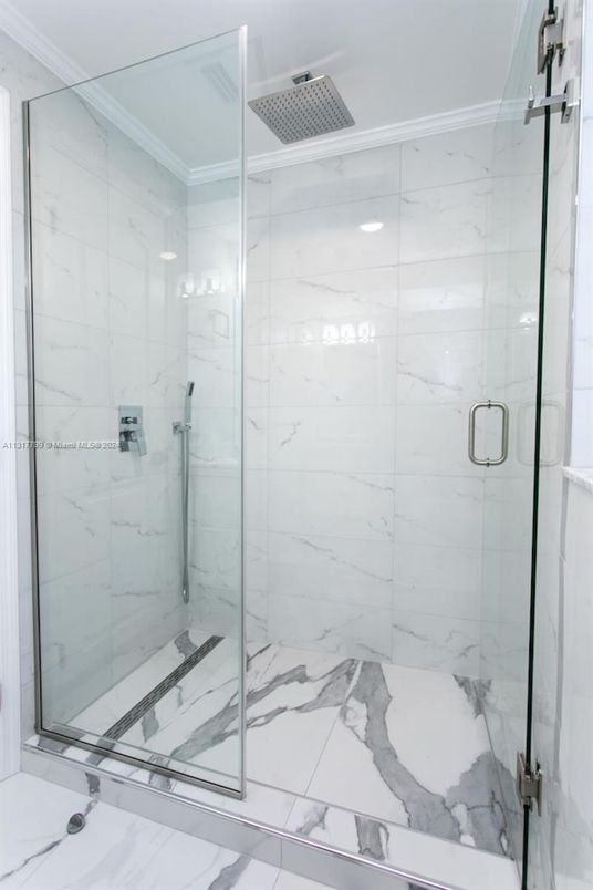 Bathroom, Glass Shower, Interior, Marble, Marble Walls