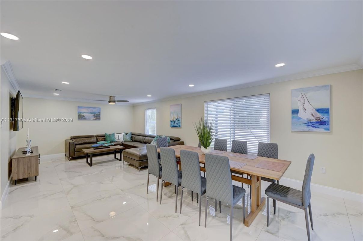 Dining room, Interior, Living room, Marble, Recessed Lighting