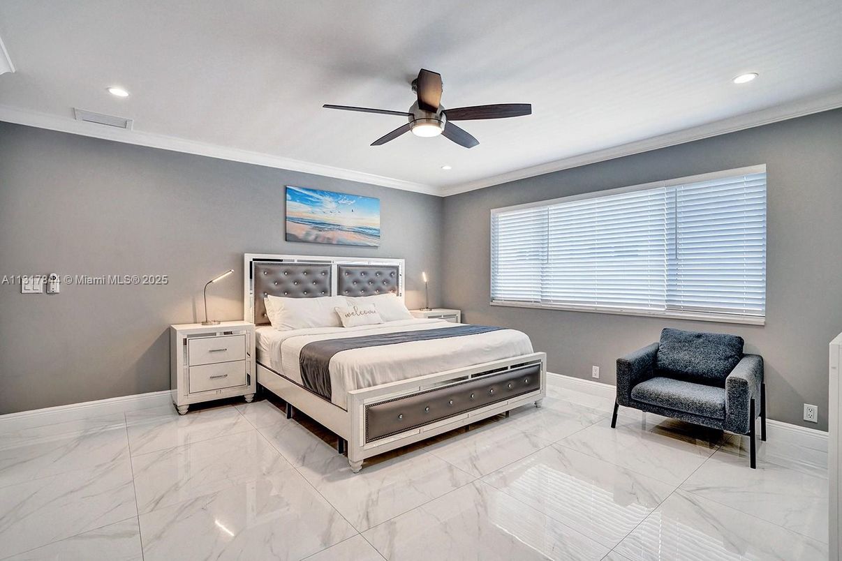 Bedroom, Interior, Marble, Recessed Lighting