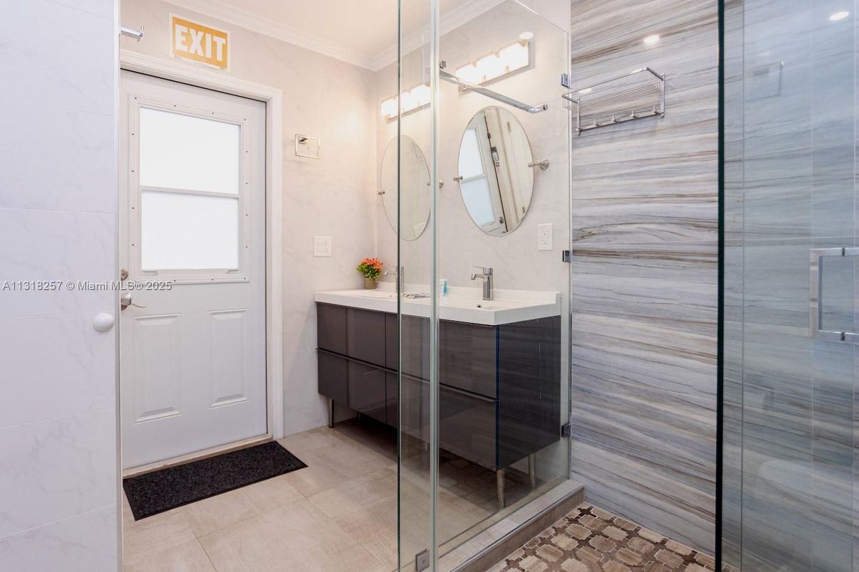 Bathroom, Glass Shower, Interior, Recessed Lighting