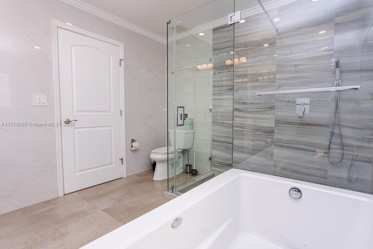 Bathroom, Glass Shower, Interior, Recessed Lighting
