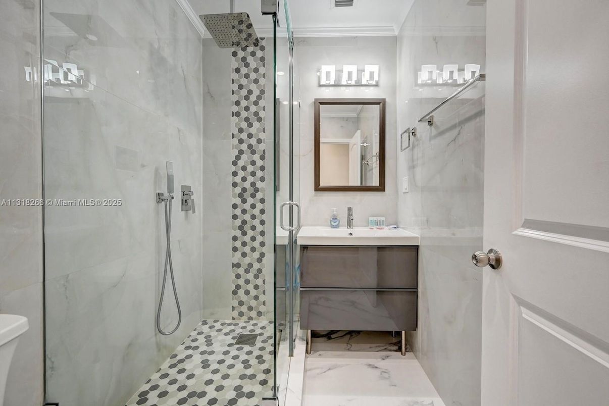 Bathroom, Glass Shower, Interior, Marble, Marble Walls