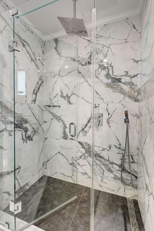 Bathroom, Glass Shower, Interior, Marble Walls