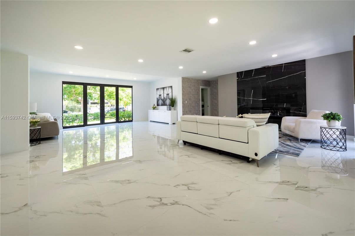 Fireplace, Interior, Living room, Marble, Marble Walls, Recessed Lighting