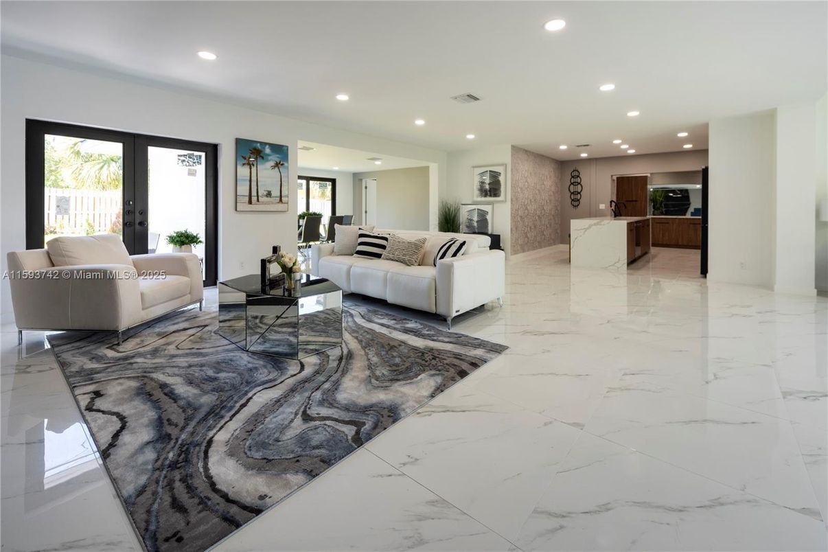 Interior, Kitchen, Living room, Marble, Recessed Lighting